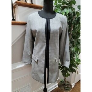 Pendleton Women's Gray plaid 100% Wool Open Front Fitted Long Coat Size 12